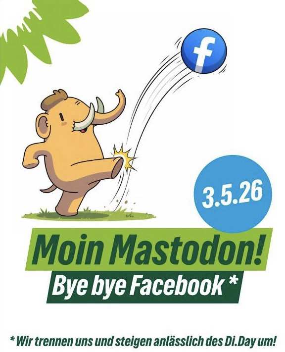 Das Mastodon schießt einen Facebook-Ball ins Nirvana.